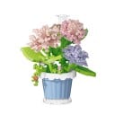 Skládačka fiore rosa e viola ortensia in vaso blu 10 × 8,7 cm decorazione in mattoncini di plastica 1