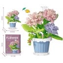 Skládačka fiore rosa e viola ortensia in vaso blu 10 × 8,7 cm decorazione in mattoncini di plastica 2