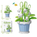 Skládačka fleur de muguet blanche dans un pot bleu 9 × 6 cm décoration en blocs de construction en plastique 2