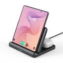 Składana bezprzewodowa stacja ładująca 3w1 15 W dla Samsung Galaxy Z Fold Z Flip Galaxy Watch i Buds Regulowany kąt 65° Czarna 3