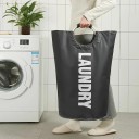 Skládany kosz na pranie z aluminiowymi uchwytami 73 x 38 cm materiał Oxford czarny kosz na pranie do łazienki i sypialni 4