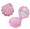 Skládany podróżny grzebień z lusterkiem 14 x 7 cm Muszla perłowy design Wyciągany grzebień masujący z okrągłymi zębami Kompaktowy grzebień damski 6