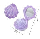 Składany podróżny grzebień z lusterkiem 14 x 7 cm Muszla perłowy design Wyciągany grzebień masujący z okrągłymi zębami Kompaktowy grzebień 4