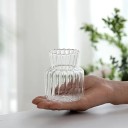 Sklenená priehľadná váza 8,5 x 6 cm Malá dekoratívna vázička Elegantný okrúhly tvar Stolová dekorácia Kvetinová nádoba na stôl 2