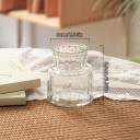 Sklenená priehľadná váza 8,5 x 6 cm Malá dekoratívna vázička Elegantný okrúhly tvar Stolová dekorácia Kvetinová nádoba na stôl 3