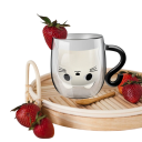 Skleněný hrnek s kočičím motivem 250–300 ml průhledné sklo s uchem 13 x 14 cm roztomilý design pro pití kávy, čaje i nápojů 2