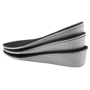 Skoindlæg i memory foam Sort farve Højde 3 cm Ortopædisk højdeforøgelse Stødabsorbering Komfort til sport Arbejde Daglig brug 4