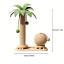 Škrabadlo pro kočky ve tvaru palmy se sisalovou koulí a dráhou s dřevěnými míčky výška 45 cm šířka 38 cm interaktivní hračka do bytu 3