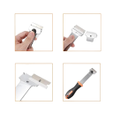 Škrabka na sklo s dlouhou rukojetí 24,5 cm kovová čepel černo oranžová ergonomická pro čištění oken a skleněných ploch 3