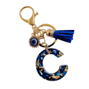 Sleutelhanger 4 cm Hars sleutelhanger Blauwe initialen en beschermend oog Decoratieve versiering voor handtas rugzak Cadeau voor vrouwen 4