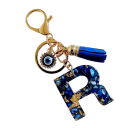 Sleutelhanger 4 cm Hars sleutelhanger Blauwe initialen en beschermend oog Decoratieve versiering voor handtas rugzak Cadeau voor vrouwen 19