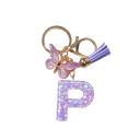 Sleutelhanger 4 cm Hars sleutelhanger Paarse initialen en vlinder Decoratieve versiering voor handtas rugzak Cadeau voor vrouwen 17