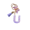 Sleutelhanger 4 cm Hars sleutelhanger Paarse initialen en vlinder Decoratieve versiering voor handtas rugzak Cadeau voor vrouwen 22
