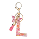 Sleutelhanger met letter en vlinder 55 mm Hars sleutelhanger Decoratieve versiering voor handtas Rugzak Cadeau 13
