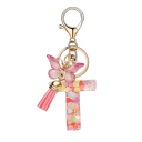 Sleutelhanger met letter en vlinder 55 mm Hars sleutelhanger Decoratieve versiering voor handtas Rugzak Cadeau 20