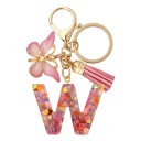 Sleutelhanger met letter en vlinder 55 mm Hars sleutelhanger Decoratieve versiering voor handtas Rugzak Cadeau 22