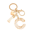 Sleutelhanger met witte initialen en hartje 4 cm Hars sleutelhanger Decoratieve versiering voor handtas Rugzak Cadeau 4