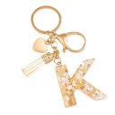 Sleutelhanger met witte initialen en hartje 4 cm Hars sleutelhanger Decoratieve versiering voor handtas Rugzak Cadeau 11