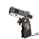 Sleutelhanger pistool voor elastiekjes 9 x 11,5 x 1 cm Vouwbare mini schiet sleutelhanger Speelgoed met rubberen schoten Decoratieve hanger 3
