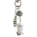 Sleutelhanger Universele maat Fluffy ijsdieren Zwart-witte kraal Sleutelhanger rugzak tas Schattige versiering 4