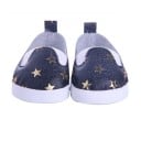 Slip-on sko til dukker op til 43 cm i sneakers stil Overdel med glitrende stjerner Hælsløjfe Ribbede såler 3