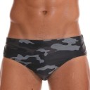 Slips de bain pour hommes à cordon de serrage gris camouflage avec doublure amovible en polyester spandex élastique 1