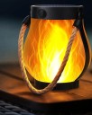 Słoneczna lampa LED z efektem płomienia z ładowaniem Type-C wodoodporna lampa wisząca czarna do ogrodu na taras kemping 2