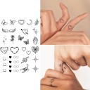 Små midlertidige tatoveringer til fingre Henna-stil 1 stykke tatoveringspapir 12 x 8 cm Forskellige motiver Delikate tatoveringer Nem påføring Elegant kropsdekoration 2