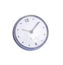 Small analogue clock with a round plastic body and transparent cover Clear white dial Dimensions 7.2 x 4 cm Powered by 1x AAA battery 2