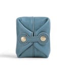 Small Genuine Leather Pouch Foldable Case with Two Metal Snap Fasteners Compact Dimensions 8.3 x 7.3 x 3.3 cm 6