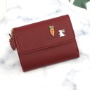 Small Ladies' Wallet with Flap 11.5 x 9.5 x 1.5 cm made of PU Leather Carrot-Shaped Decoration and Bunny Print Zip Pendant Stitched Edges 7
