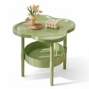 Small Side and Night Table 37 x 37 x 48 cm With a Clover-Shaped Top and Raised Edge Round Bottom Compartment for Books 10