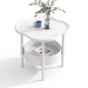 Small Side and Night Table 37 x 37 x 48 cm With a Clover-Shaped Top and Raised Edge Round Bottom Compartment for Books 2
