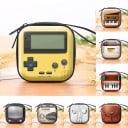 Small tin case for small items with colourful print Sturdy metal box with zip and cord loop Compact size 7 x 7 x 3 cm 24