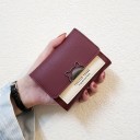 Small Wallet with Flap and Metal Clasp in the Shape of a Cat's Head Compact Format Fits in the Palm of Your Hand Artificial Leather 5