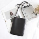 Small Women's Crossbody Bag Shoulder Bag Flat Simple Shape Metal Fastening Thin Strap 52 cm PU Leather Dimensions 15 x 20 cm 2