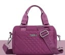 Small Women's Crossbody Handbag Quilted Pattern Two Short Handles and Wide Adjustable Strap with Carabiners Nylon and Polyester 20 x 14 x 10 3
