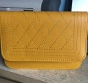 Small Women's Crossbody Handbag with Flap Diamond Quilting Long Chain Strap Interwoven with a Belt PU Leather 20 x 14 x 7 cm 3