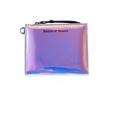 Small women's holographic zip wallet Glossy rainbow surface Quilted edges Metal ring on the side PU leather 11.5 x 9.5 x 2 cm 3