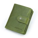 Small women's wallet made of genuine leather Strap with snap button Zip section with compartments and internal pocket Size 12 x 9.5 x 3 cm 5