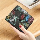 Small women's wallet made of genuine leather with a colourful embossed floral pattern Zip around and fastening with a loop Dimensions 11.5 x 9 x 3 2