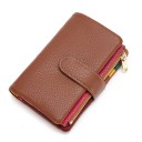 Small Women's Wallet Made of Genuine Leather with a Textured Surface Fastened with a Strap Zip Pocket Along the Edge Colourful Inner Layers 3