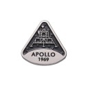 Smaltált kitűző űrhajózási program Apollo 1969 2,8 × 2,8 cm fém ezüst fekete jelvény hátizsákra ruhára tudományos motívum 1