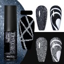 Smalto per unghie scintillante per creare linee sottili Smalto decorativo in gel per unghie con glitter Smalto gel duraturo con pennello sottile e affilato 7