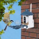 Smart Bird Feeder with Camera and Solar Panel 30 x 17.8 x 24 cm WiFi Night Vision Motion Detection IP65 Blue and White For the Garden 3