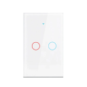 Smart Touch Wall Switch 12 x 7.2 cm 2gang LED WiFi Bluetooth Voice Control Alexa Google Home Toughened Glass PC Panel White 2
