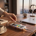 Smart USB-C dockingstation med intelligent skærm HDMI 2.0 4K 60 Hz USB 3.0 LAN PD 100 W og 3,5 mm jack grå til kontoret 4