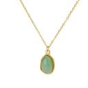 Smyckes halsband 45 cm i guld med färgad sten som liknar opal, oregelbundet hänge, fint halsband, klassisk kedja 4