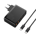 Snabbladdare 100W 4 portar 2× USB C 2× USB A PD GaN laddare Typ C med dubbel USB C-kabel EU-kontakt 100V–240V telefonladdning 8