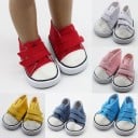 Sneakersy za kostkę na rzep dla lalki Tekstylne buciki z dwoma paskami i białą podeszwą Rozmiar 5 cm Łatwe zakładanie 10